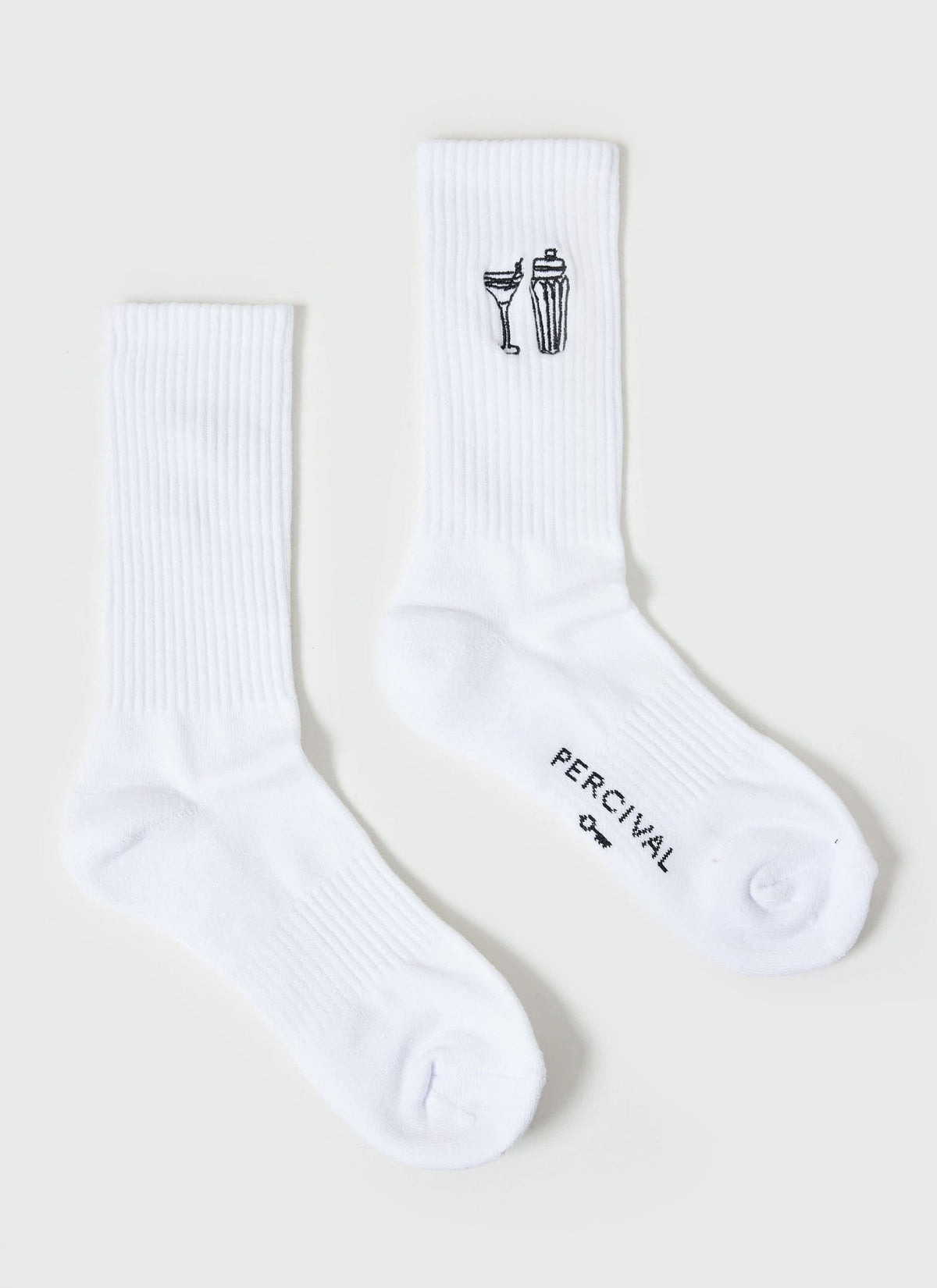 Mixologist Embroidered Socks - White | Percival New
