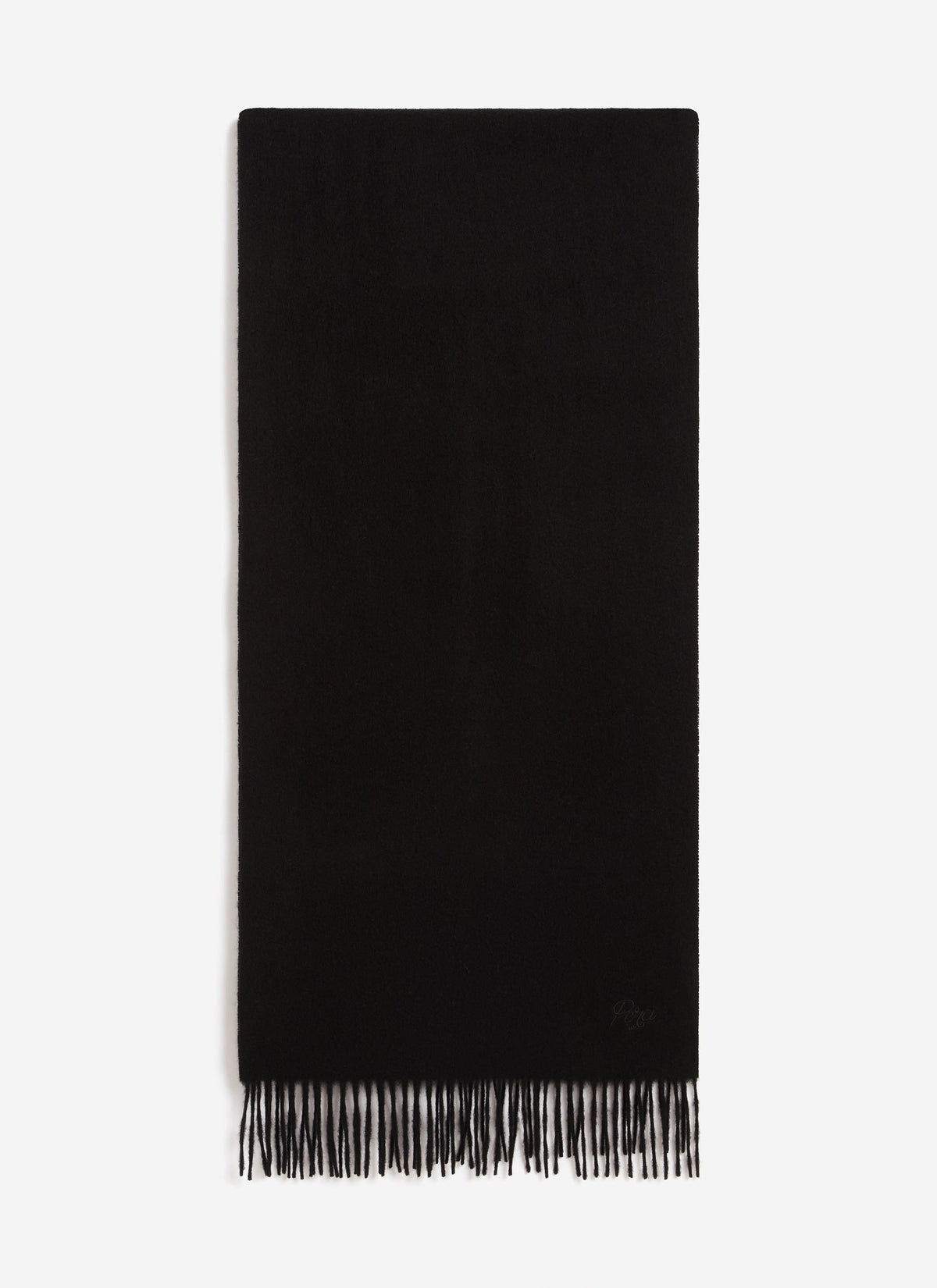 Men's Long Wool Scarf - Embroidered - Black | Percival Discount