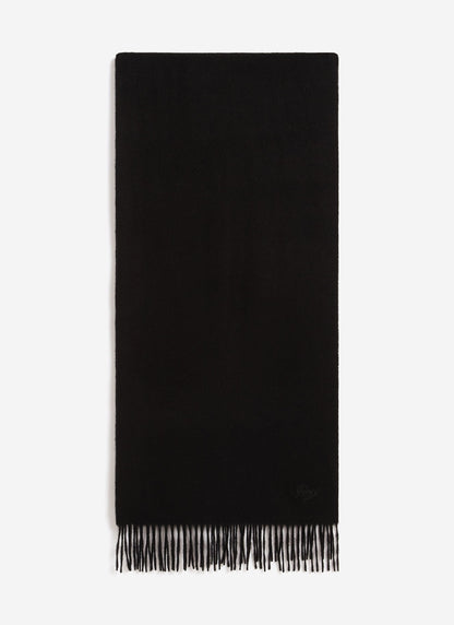 Men's Long Wool Scarf - Embroidered - Black | Percival Discount