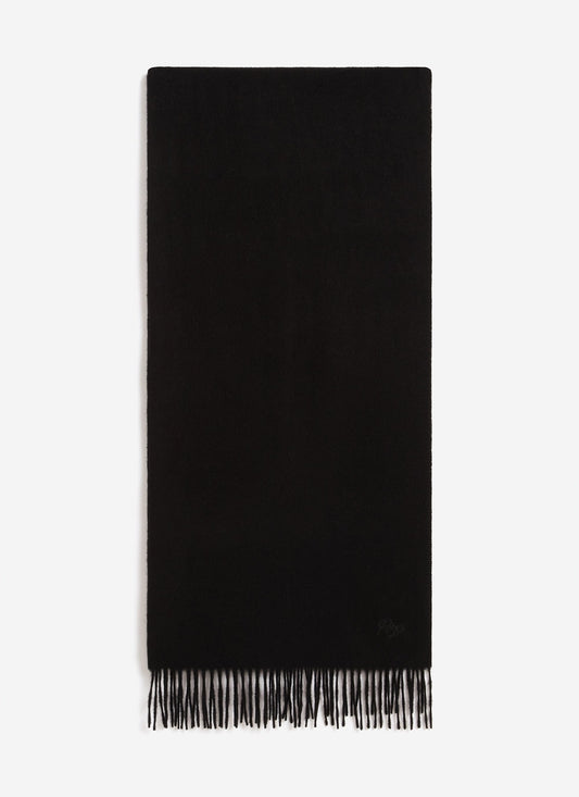 Men's Long Wool Scarf - Embroidered - Black | Percival Discount