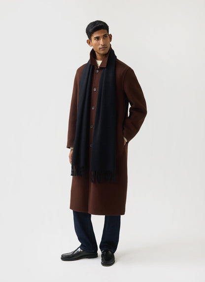 Men's Long Wool Scarf - Embroidered - Black | Percival Discount