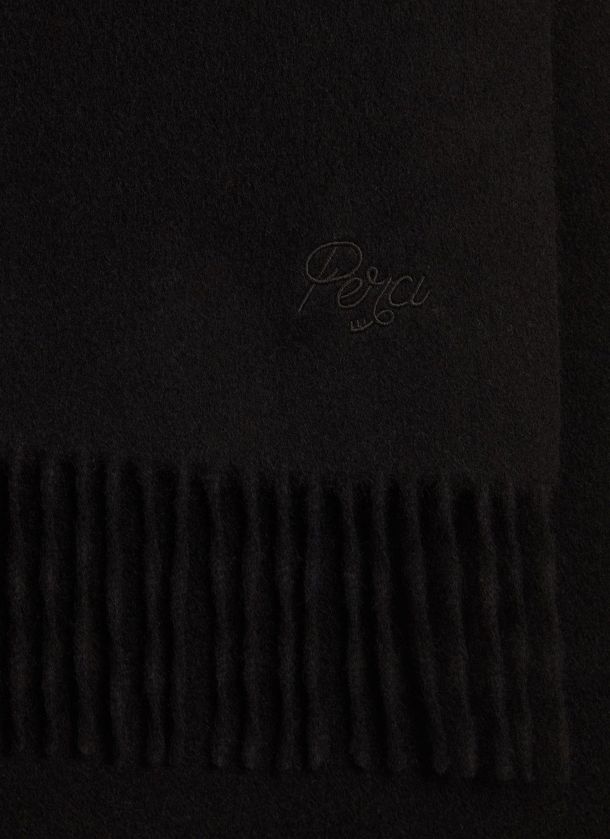 Men's Long Wool Scarf - Embroidered - Black | Percival Discount
