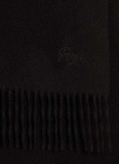 Men's Long Wool Scarf - Embroidered - Black | Percival Discount
