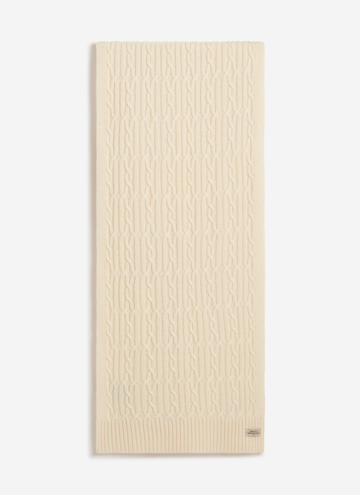 Men's Cable Knit Scarf - Wool - Ecru Cream | Percival Quality