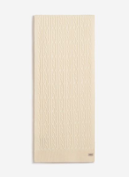 Men's Cable Knit Scarf - Wool - Ecru Cream | Percival Quality