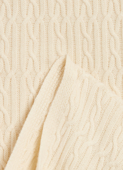 Men's Cable Knit Scarf - Wool - Ecru Cream | Percival Quality