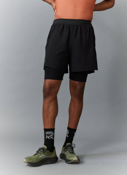 Men's 2 in 1 Running Shorts - Black PCVL | Percival Sale