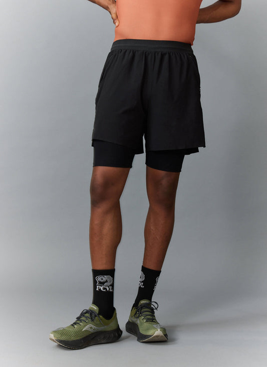 Men's 2 in 1 Running Shorts - Black PCVL | Percival Sale
