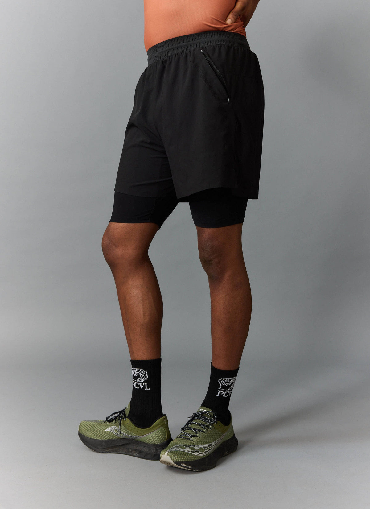 Men's 2 in 1 Running Shorts - Black PCVL | Percival Sale