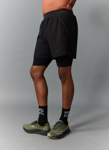 Men's 2 in 1 Running Shorts - Black PCVL | Percival Sale