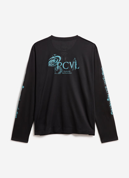 Men's Long Sleeve Performance Top - PCVL Printed - Black | Percival Signature