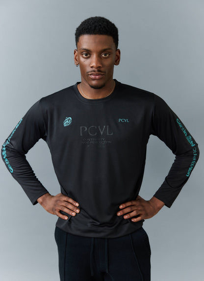 Men's Long Sleeve Performance Top - PCVL Printed - Black | Percival Signature