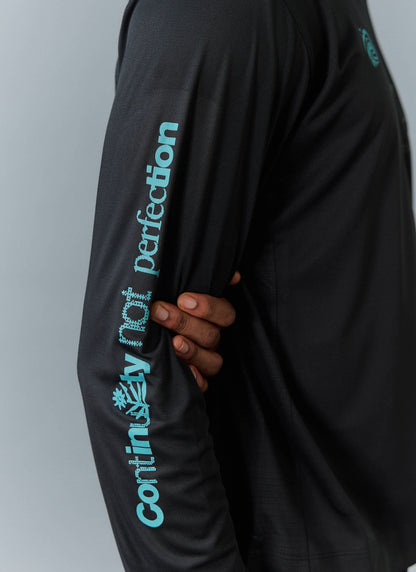 Men's Long Sleeve Performance Top - PCVL Printed - Black | Percival Signature