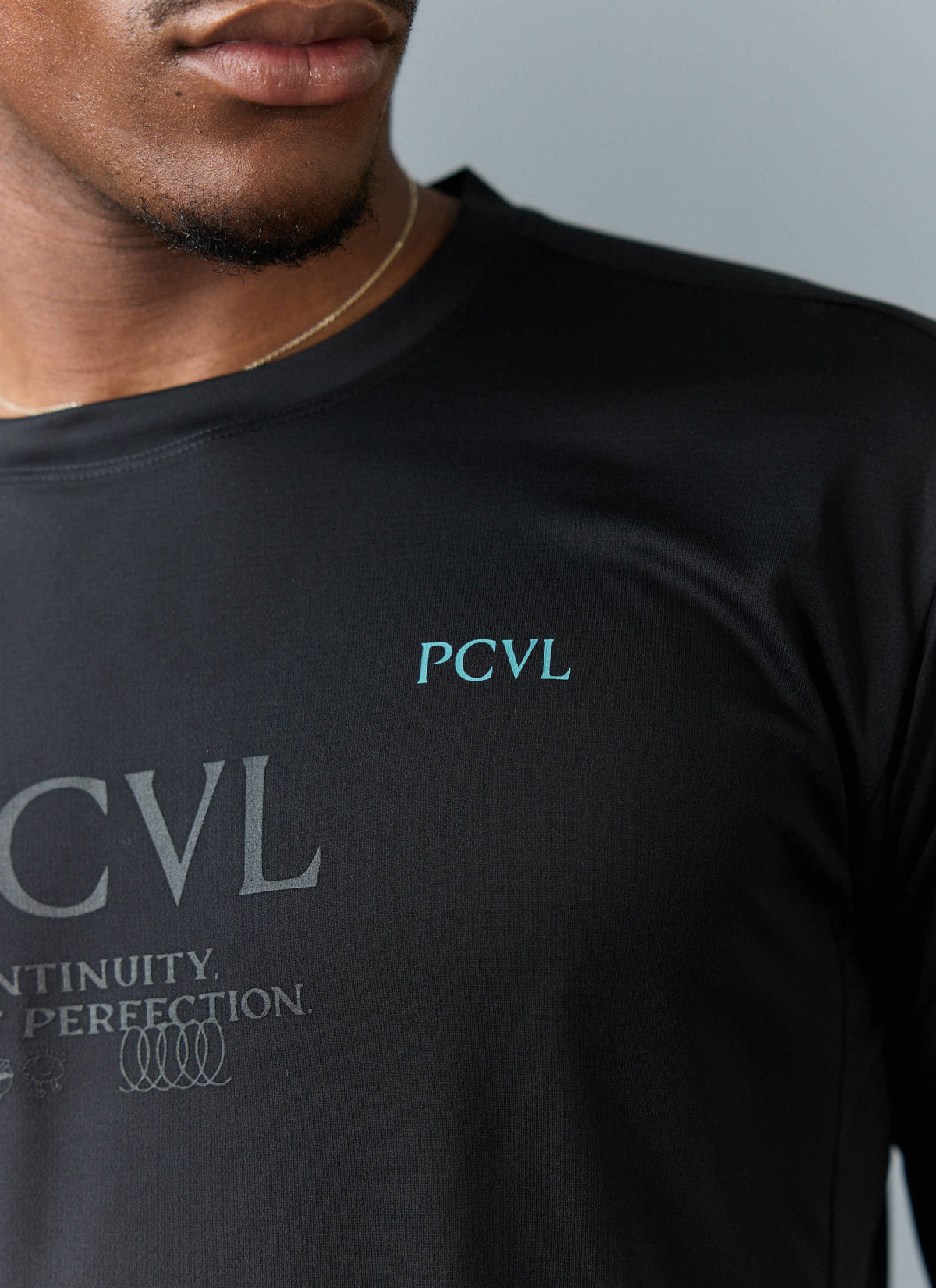 Men's Long Sleeve Performance Top - PCVL Printed - Black | Percival Signature