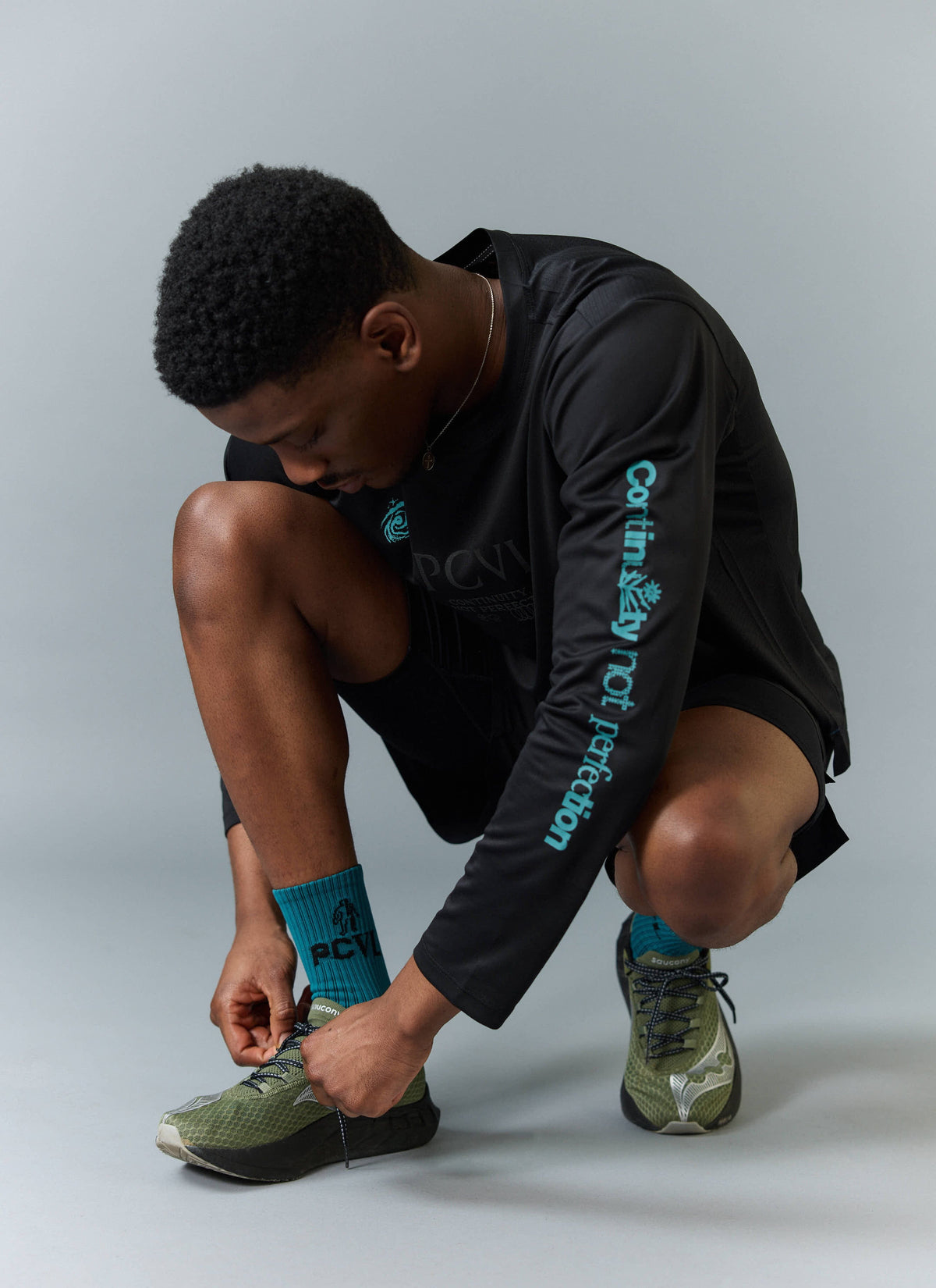 Men's Long Sleeve Performance Top - PCVL Printed - Black | Percival Signature