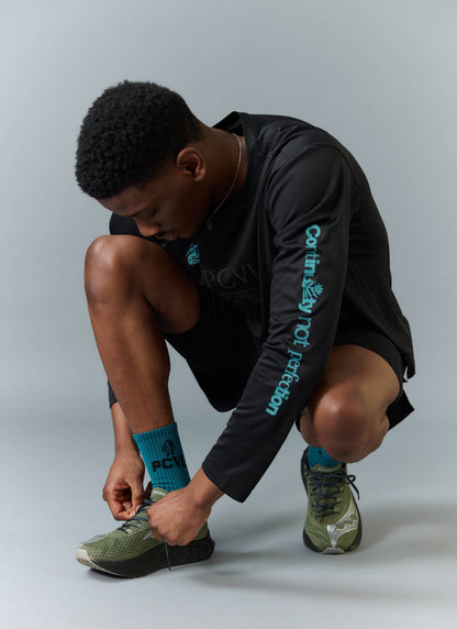 Men's Long Sleeve Performance Top - PCVL Printed - Black | Percival Signature