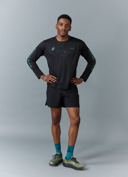 Men's Long Sleeve Performance Top - PCVL Printed - Black | Percival Signature