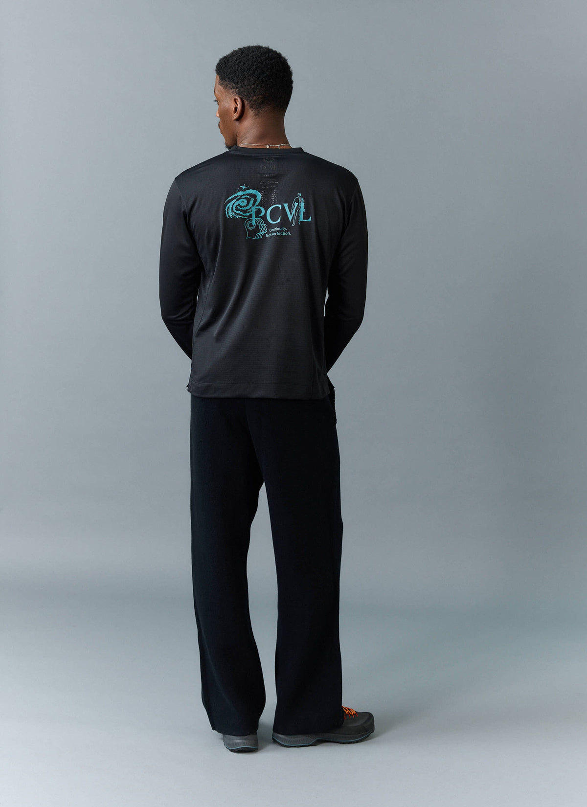 Men's Long Sleeve Performance Top - PCVL Printed - Black | Percival Signature