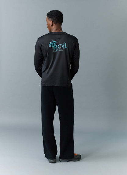 Men's Long Sleeve Performance Top - PCVL Printed - Black | Percival Signature