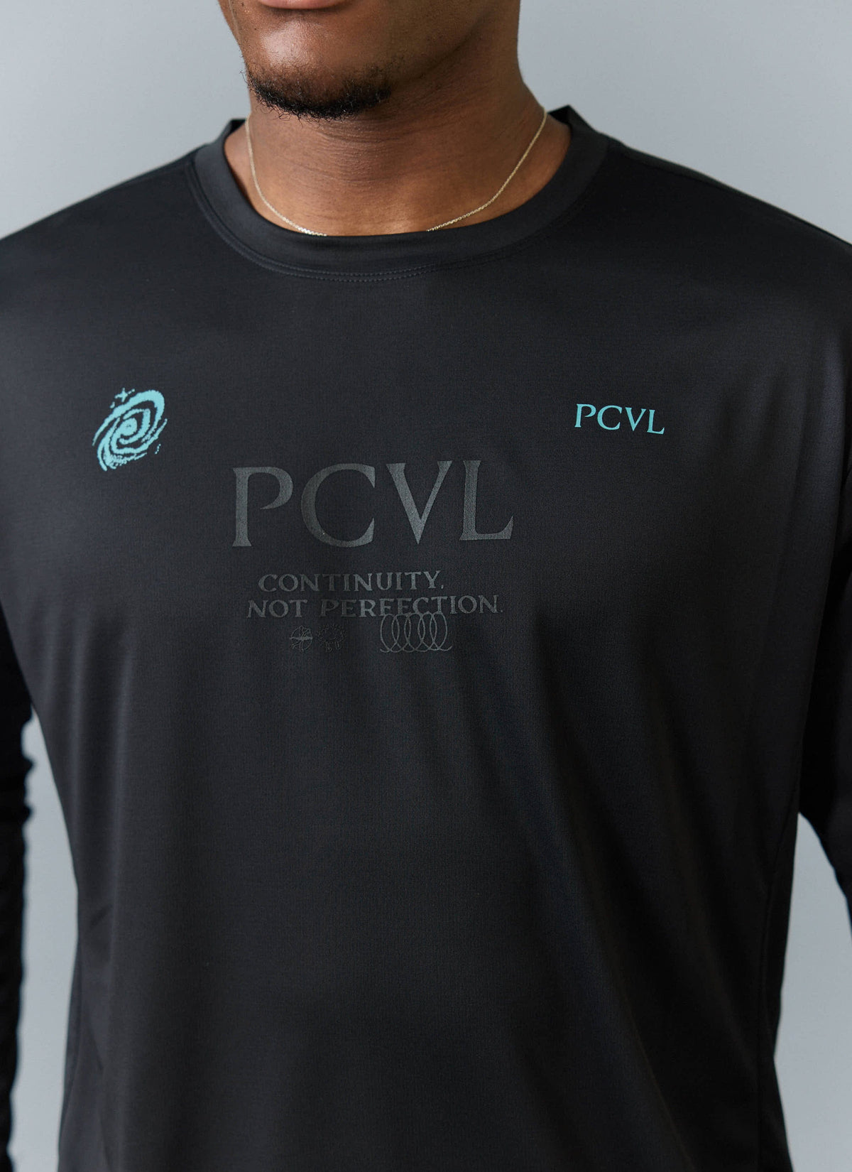 Men's Long Sleeve Performance Top - PCVL Printed - Black | Percival Signature