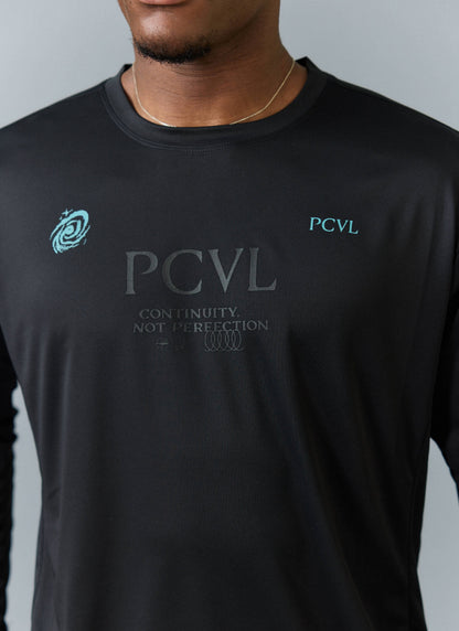 Men's Long Sleeve Performance Top - PCVL Printed - Black | Percival Signature