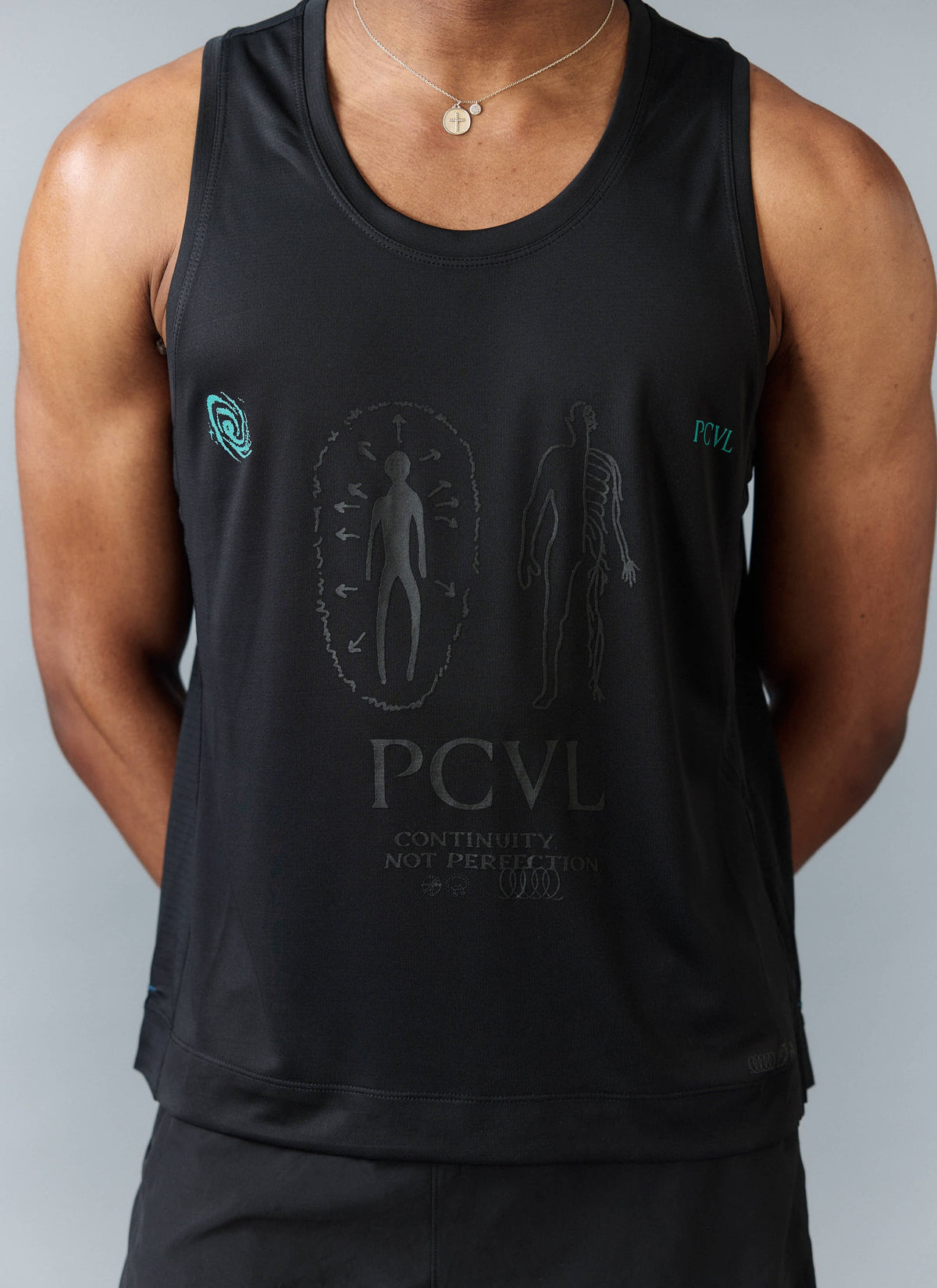 Men's Running Vest - PCVL Technical Printed - Black | Percival Discount
