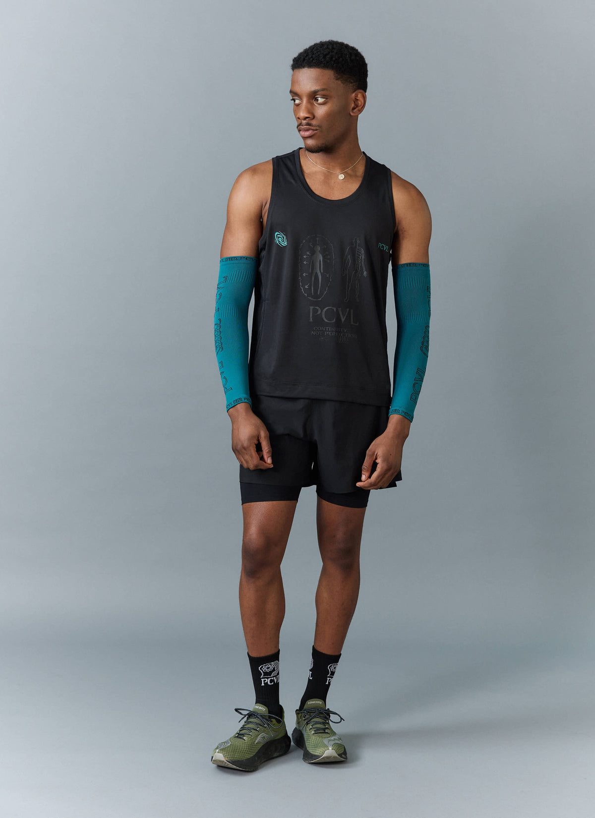 Men's Running Vest - PCVL Technical Printed - Black | Percival Discount
