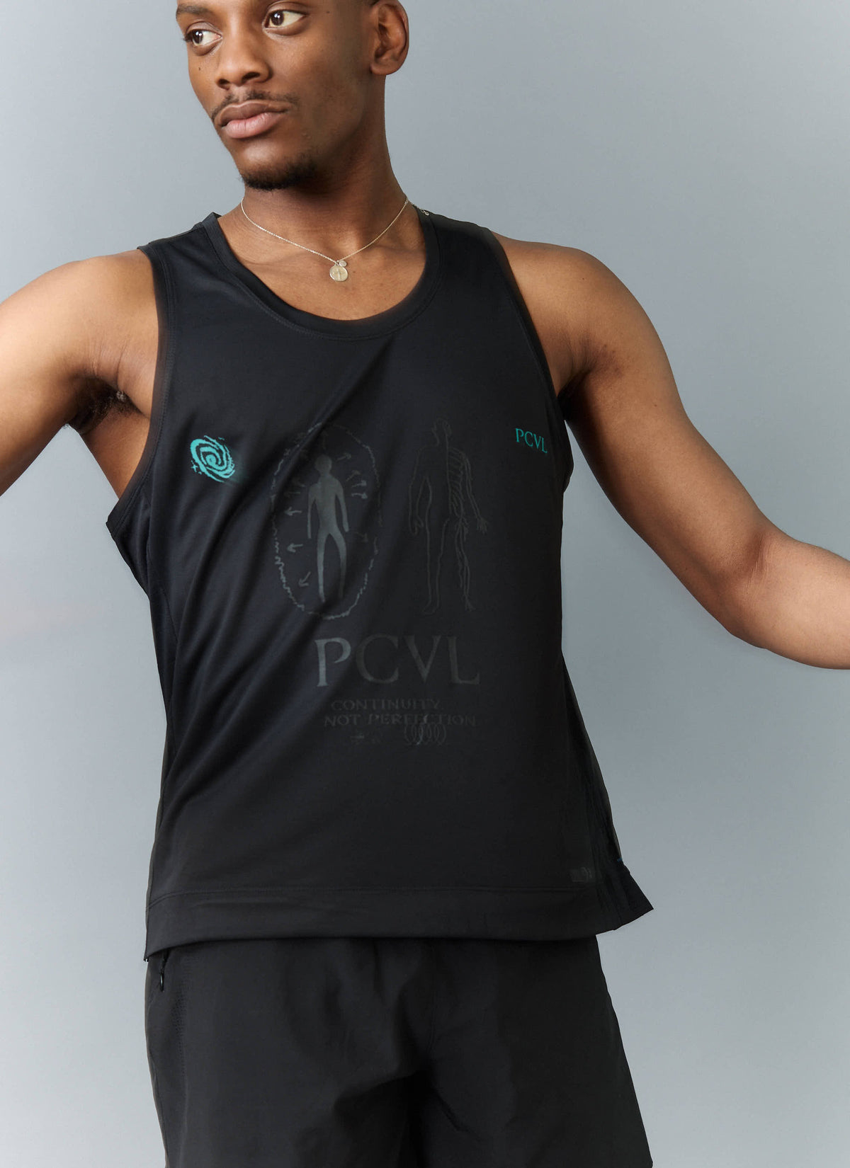 Men's Running Vest - PCVL Technical Printed - Black | Percival Discount