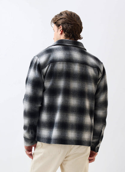 Men's Wool Checked Overshirt - Shacket - Wool - Grey Multi | Percival New