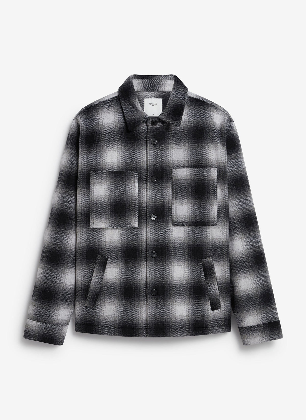 Men's Wool Checked Overshirt - Shacket - Wool - Grey Multi | Percival New