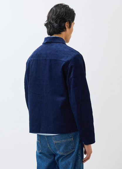 Men's Corduroy Overshirt - Shacket - Cotton - Navy Blue | Percival Sale