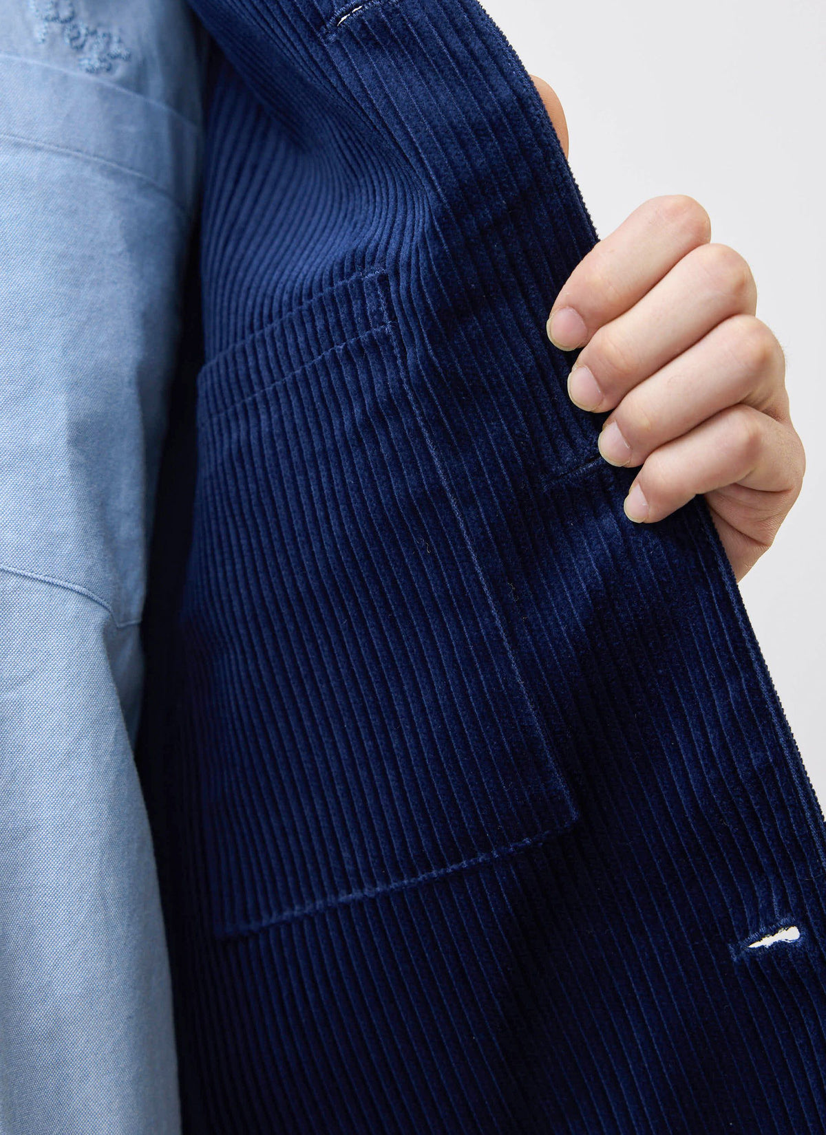 Men's Corduroy Overshirt - Shacket - Cotton - Navy Blue | Percival Sale