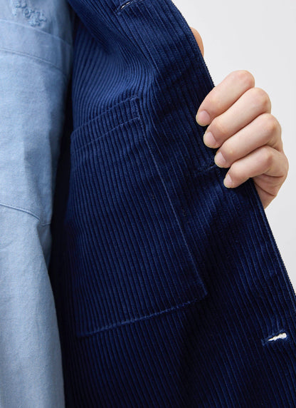 Men's Corduroy Overshirt - Shacket - Cotton - Navy Blue | Percival Sale