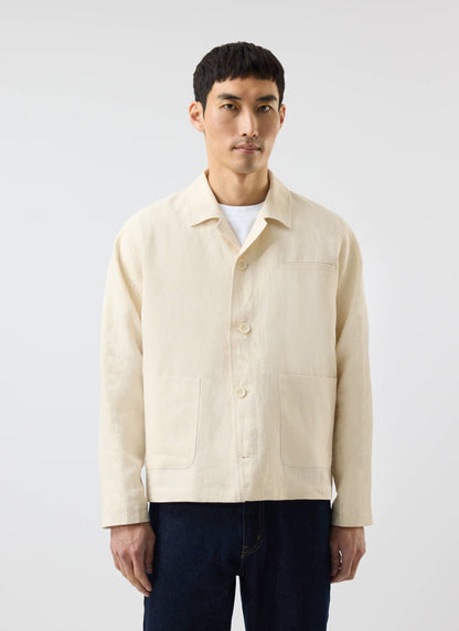 Relaxed Linen Overshirt - Stone | Percival Trusted
