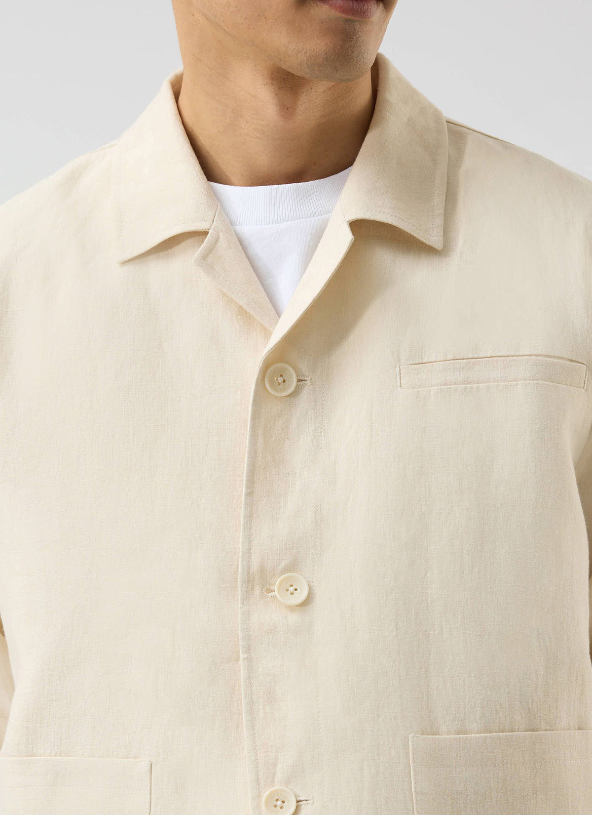 Relaxed Linen Overshirt - Stone | Percival Trusted