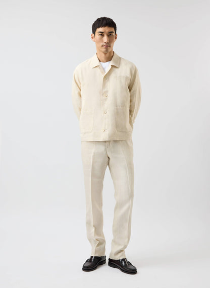 Relaxed Linen Overshirt - Stone | Percival Trusted