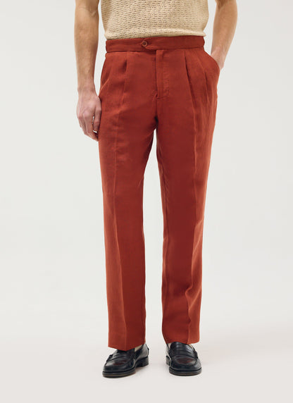 Men's Pleated Trousers - Tailored Linen Suits - Rust Red | Percival Hot Sale