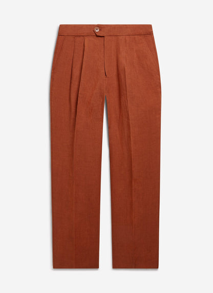 Men's Pleated Trousers - Tailored Linen Suits - Rust Red | Percival Hot Sale