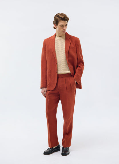 Men's Pleated Trousers - Tailored Linen Suits - Rust Red | Percival Hot Sale