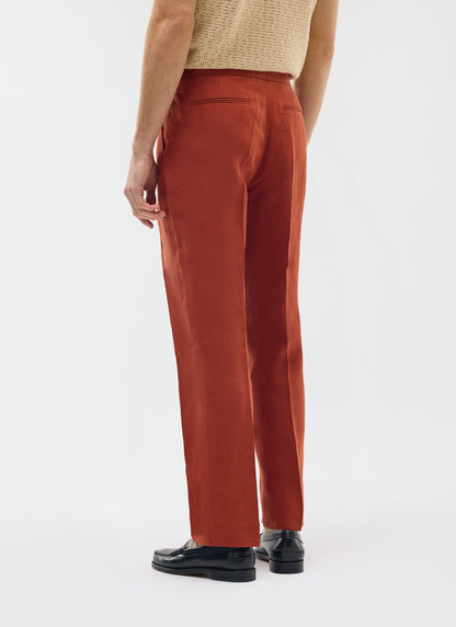 Men's Pleated Trousers - Tailored Linen Suits - Rust Red | Percival Hot Sale