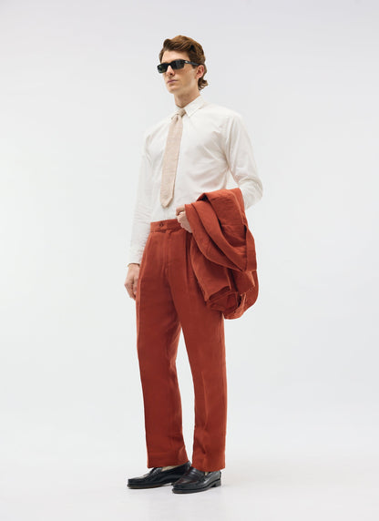 Men's Pleated Trousers - Tailored Linen Suits - Rust Red | Percival Hot Sale