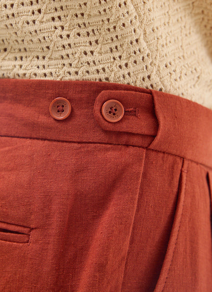 Men's Pleated Trousers - Tailored Linen Suits - Rust Red | Percival Hot Sale