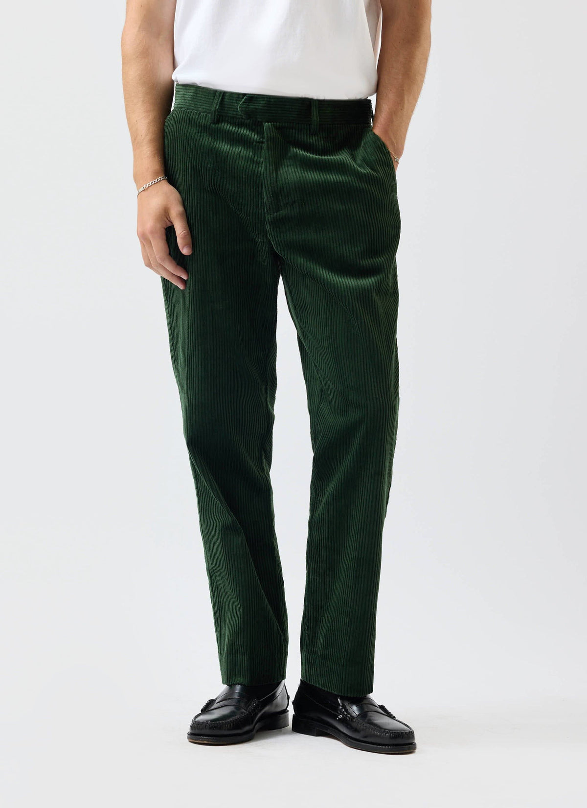 Tailored Chunky Cord Trousers - Forest | Percival Signature