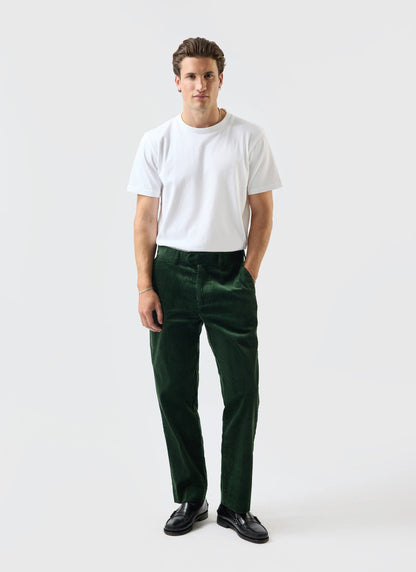 Tailored Chunky Cord Trousers - Forest | Percival Signature