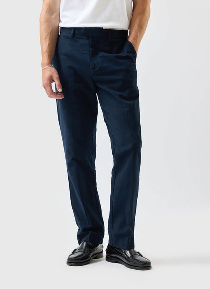Tailored Moleskin Straight Leg Trousers - Navy | Percival Recommended