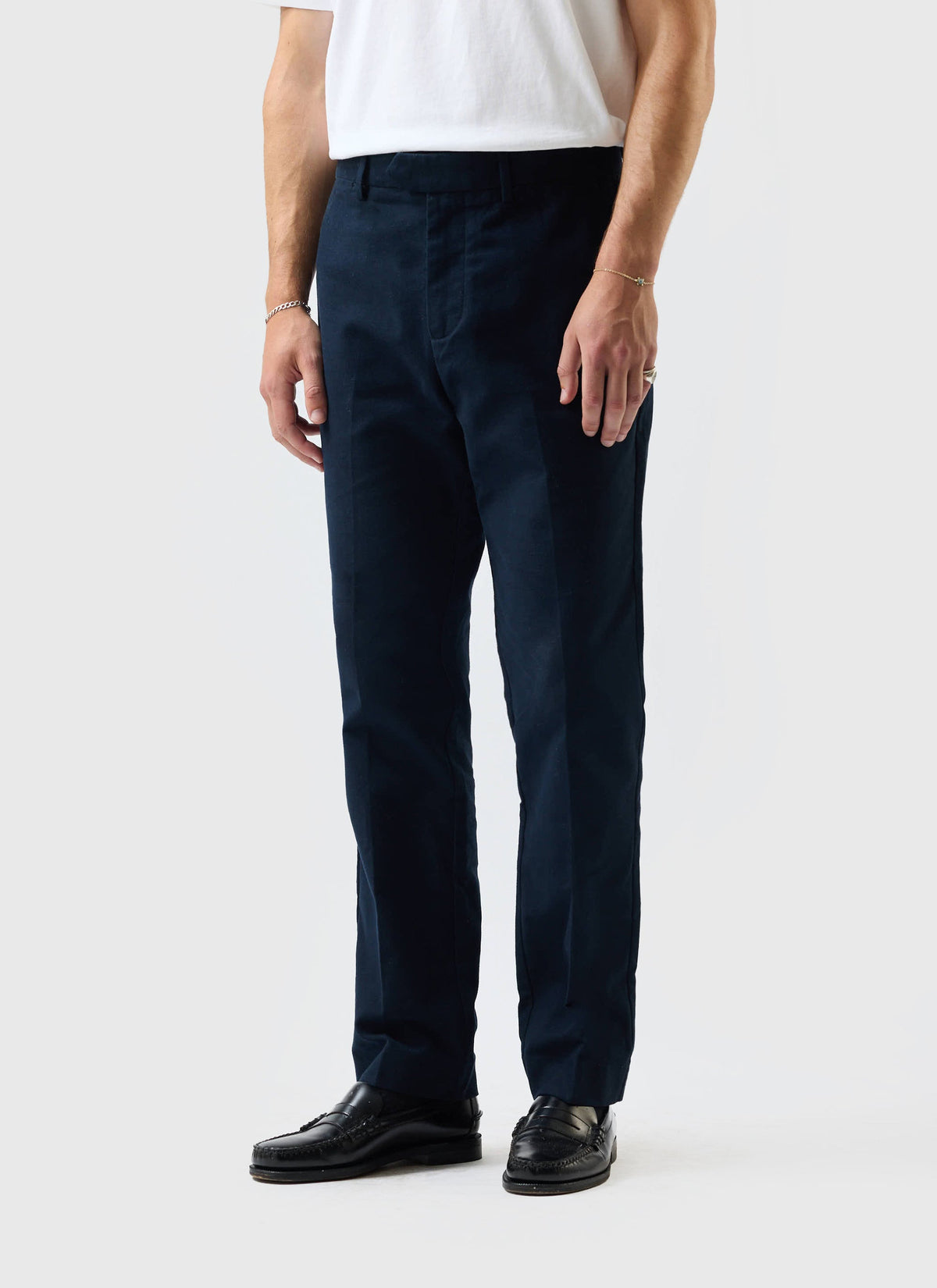 Tailored Moleskin Straight Leg Trousers - Navy | Percival Recommended
