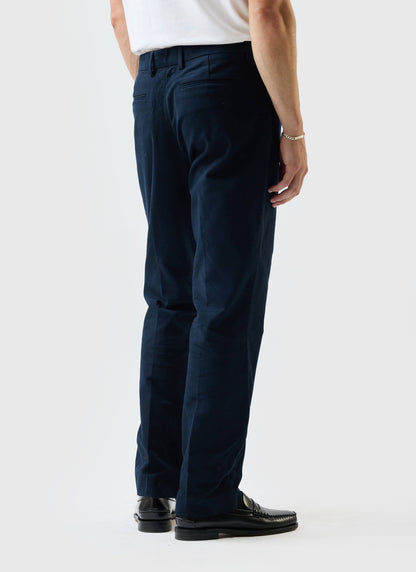 Tailored Moleskin Straight Leg Trousers - Navy | Percival Recommended