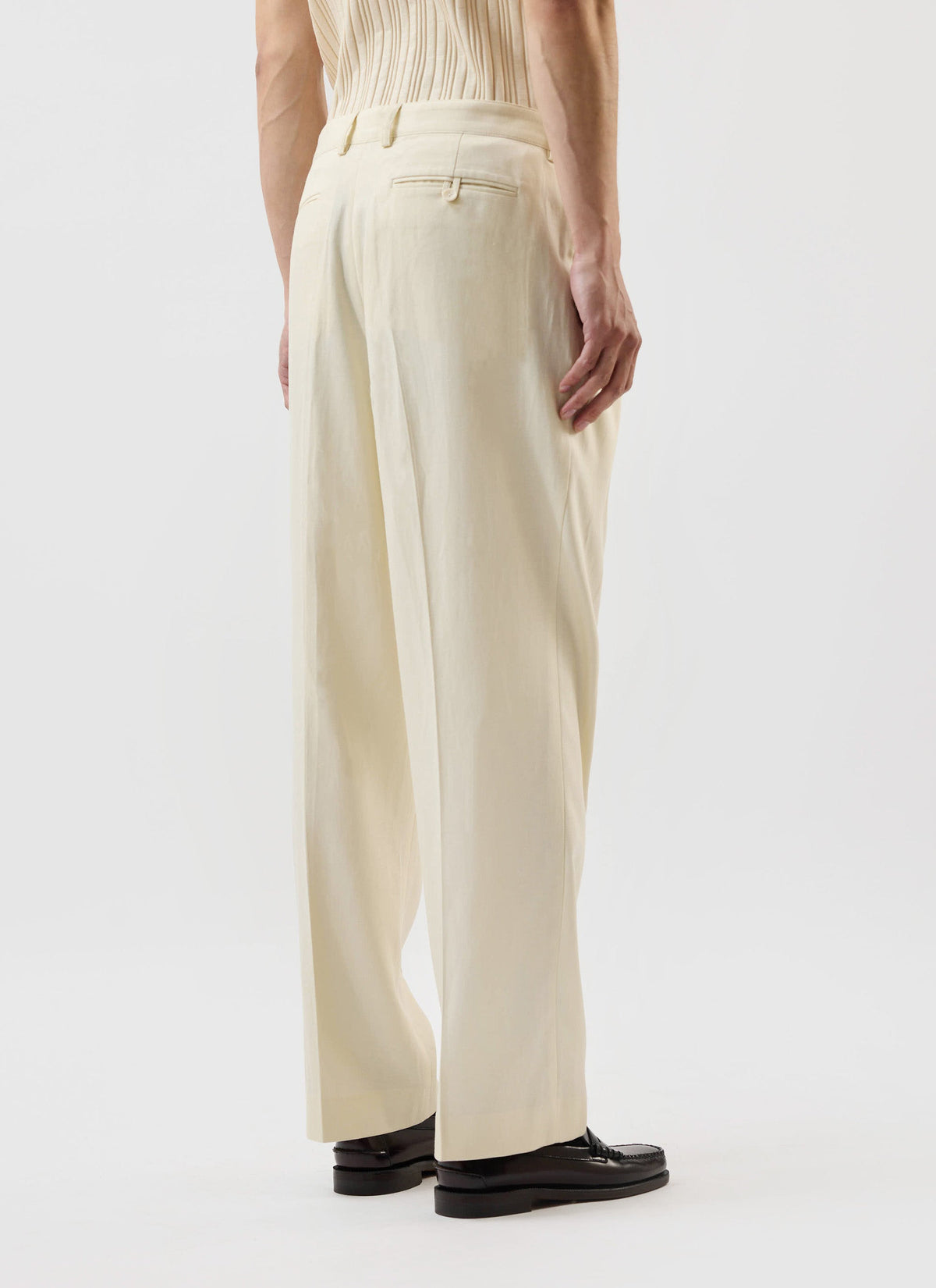 Men's Pleated Tailored Trousers - Suit Trousers - Percival x Warren - Ecru Cream | Percival Value