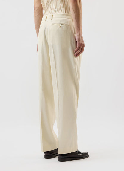 Men's Pleated Tailored Trousers - Suit Trousers - Percival x Warren - Ecru Cream | Percival Value