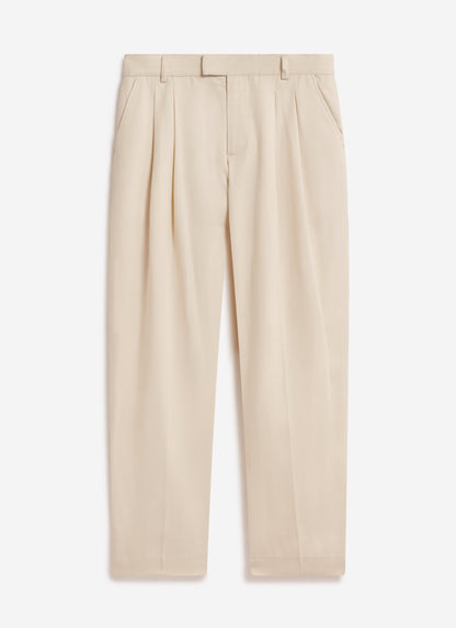 Men's Pleated Tailored Trousers - Suit Trousers - Percival x Warren - Ecru Cream | Percival Value